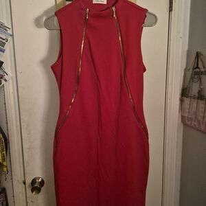 Calvin Klein Red Zip-Detail Mini Dress
